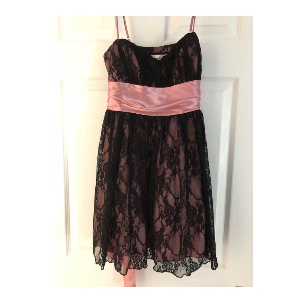 Speechless black lace with pink social dress